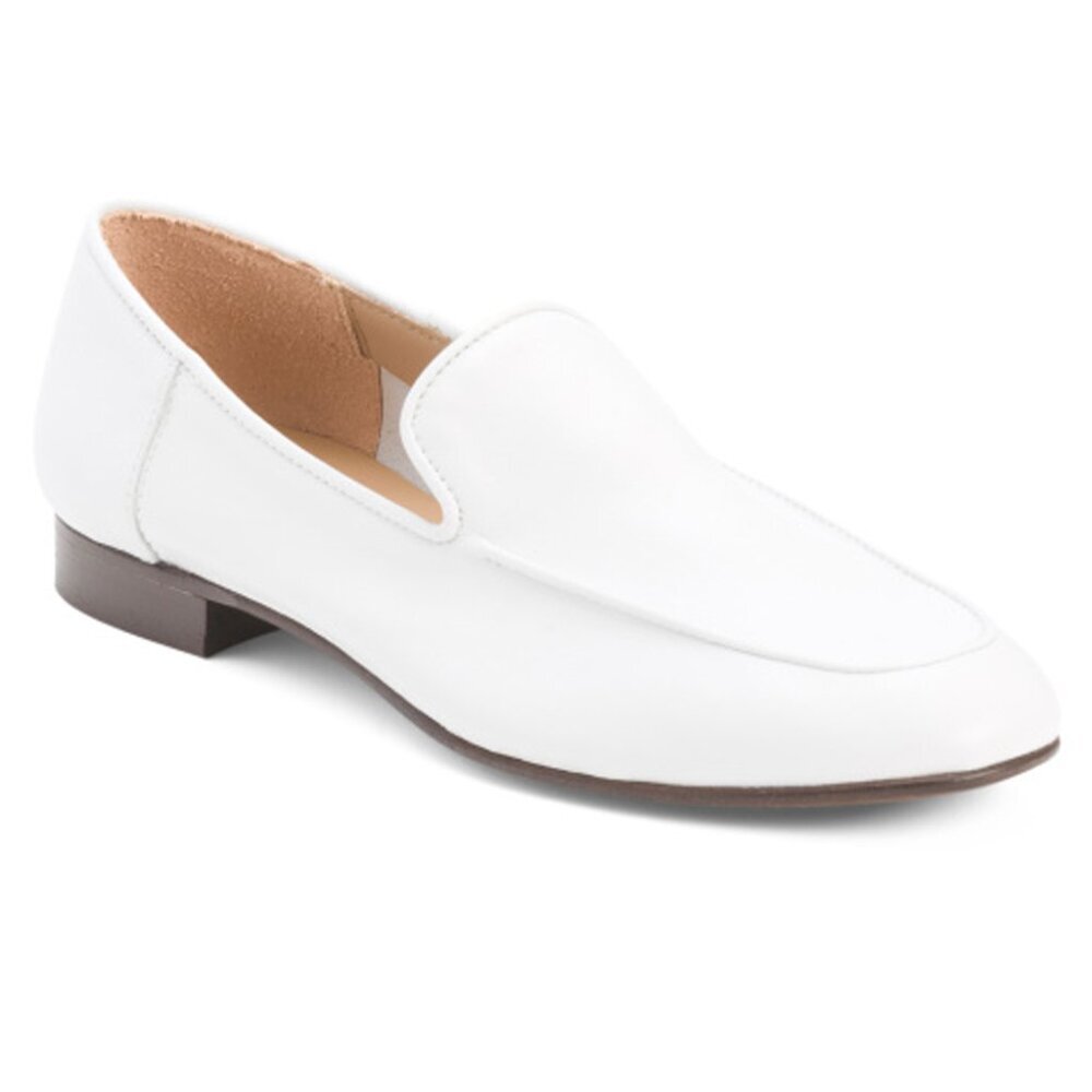 NIB BOEMOS Made In Italy White All Leather Loafers Avorio Mocassino Womens EU 39